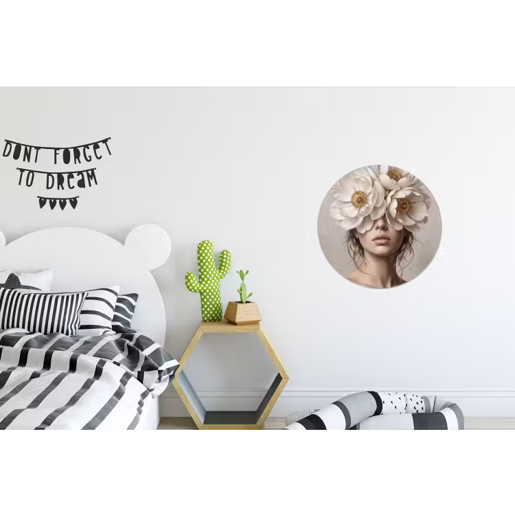 Wandcirkel - Aluminium - Vrouw - Pioenroos - Wit — 5