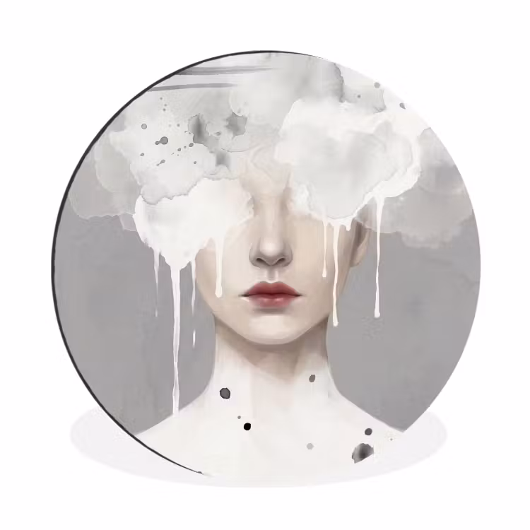 Wandcirkel - Aluminium - Vrouw - Wolk - Grijs — 1