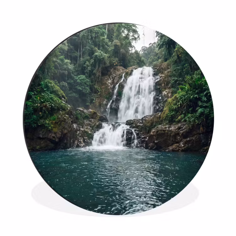 Wandcirkel - Aluminium - Waterfall - Forest - Nature - Greenkhgyguyg — 1