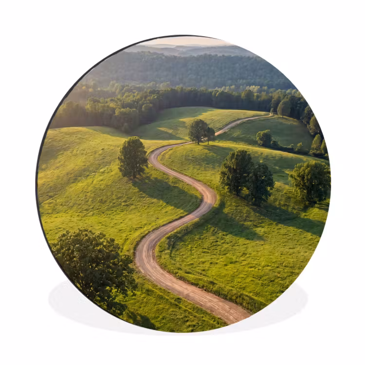 Wandcirkel - Aluminium - Weg - Weide - Natuur - Groen — 1