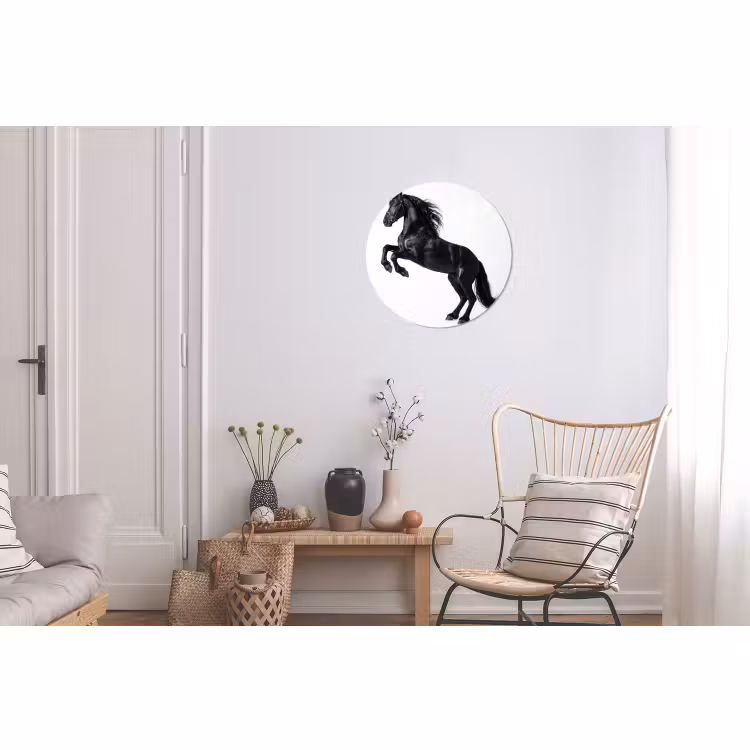 Wandcirkel - Aluminium - Zwart - Paard - Portret — 2