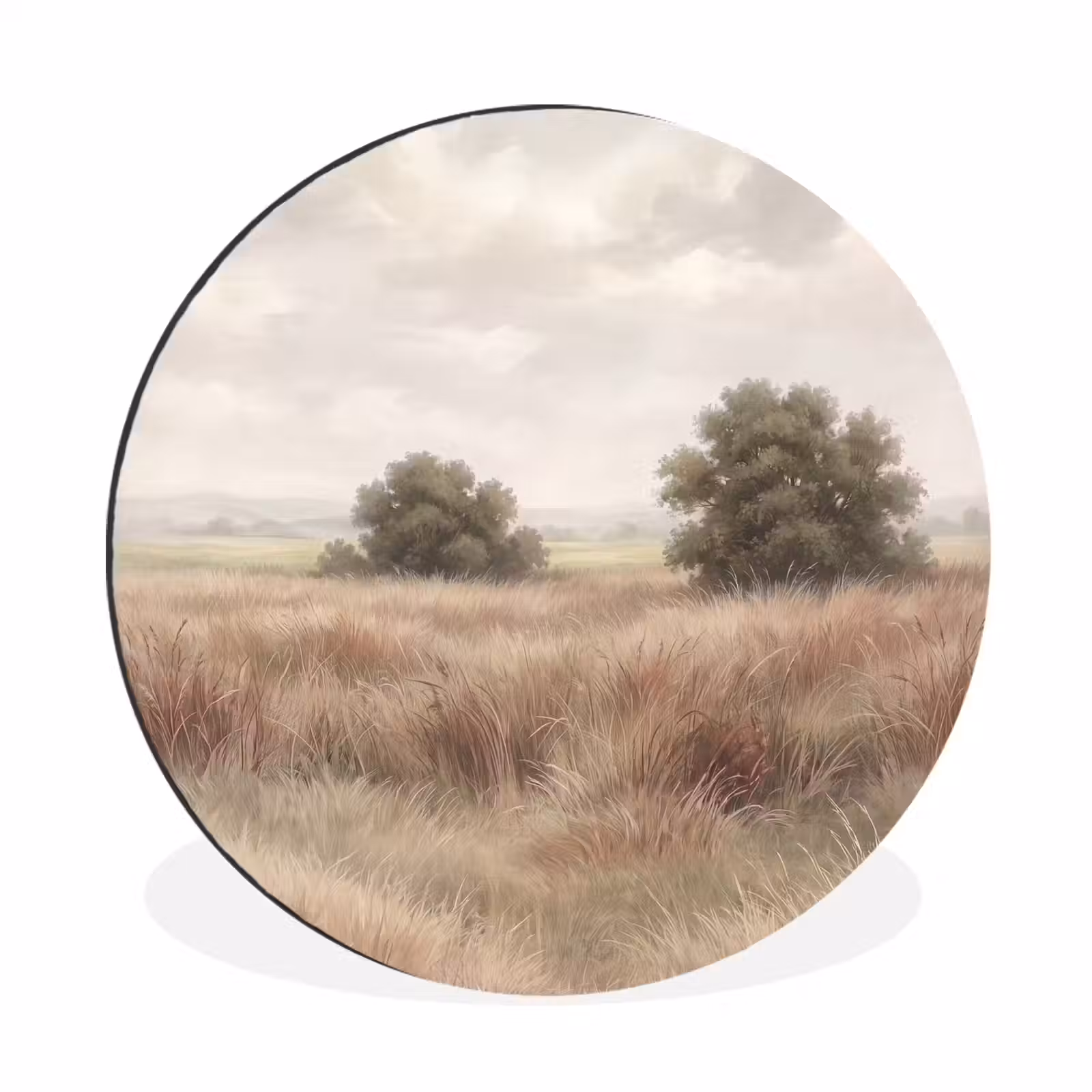 Wandcirkel - Aluminium - Landschap - Minimalistisch - Beige — 1