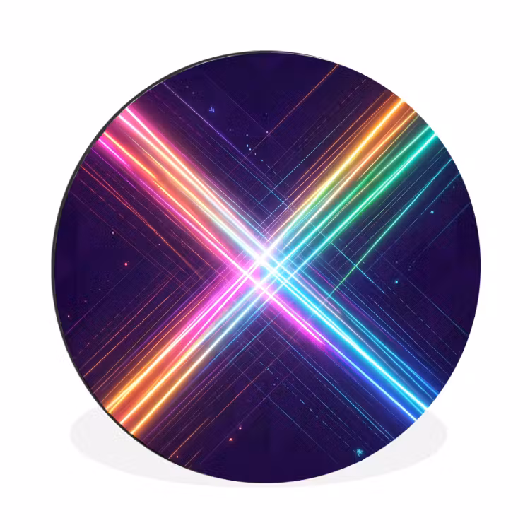 Wandcirkel - Aluminium - Kruisen - Lasterstralen - Neon — 1
