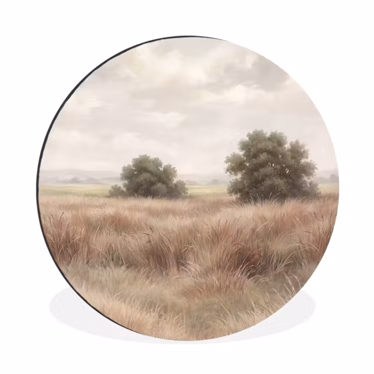 Wandcirkel - Aluminium - Landschap - Minimalistisch - Beige — 1