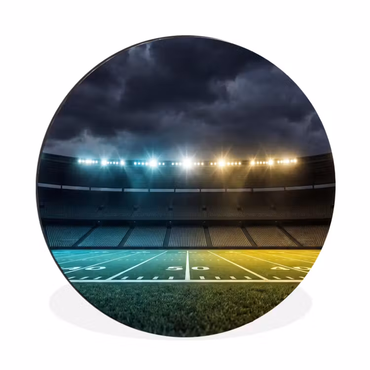 Wandcirkel - Aluminium - Voetbal - Stadion - Nacht - Modern — 1