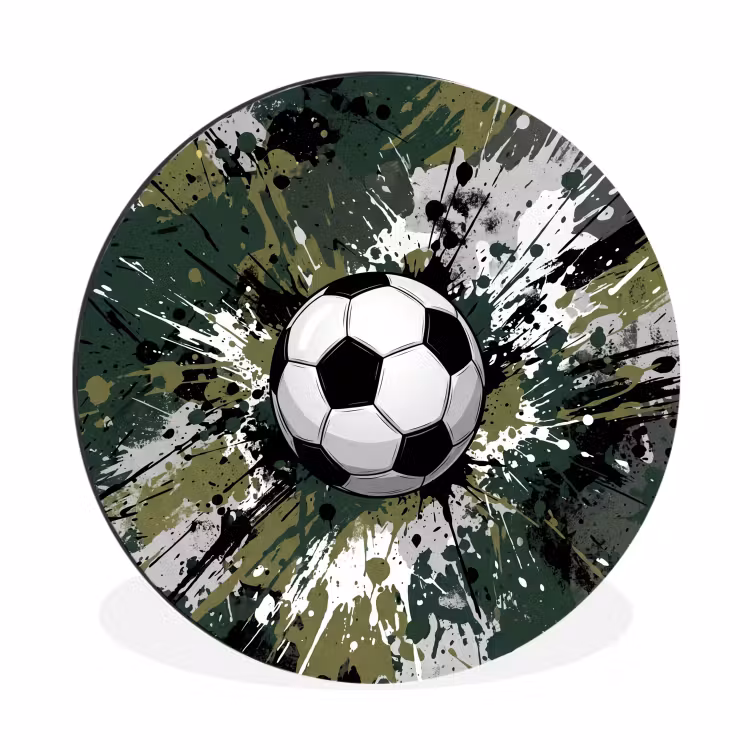 Wandcirkel - Aluminium - Voetbal - Verf - Spetters - Groen — 1