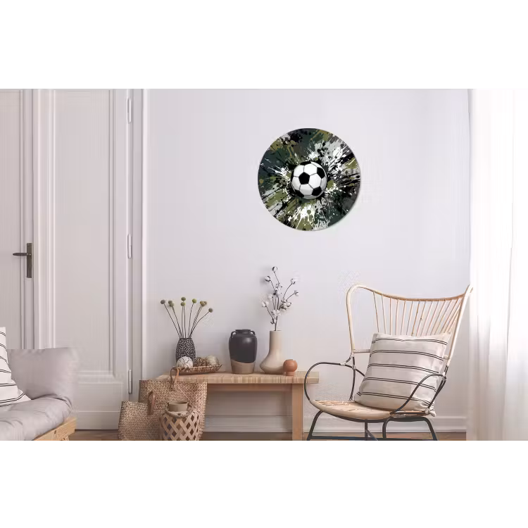 Wandcirkel - Aluminium - Voetbal - Verf - Spetters - Groen — 2
