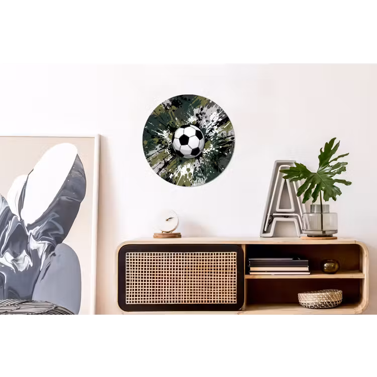 Wandcirkel - Aluminium - Voetbal - Verf - Spetters - Groen — 3