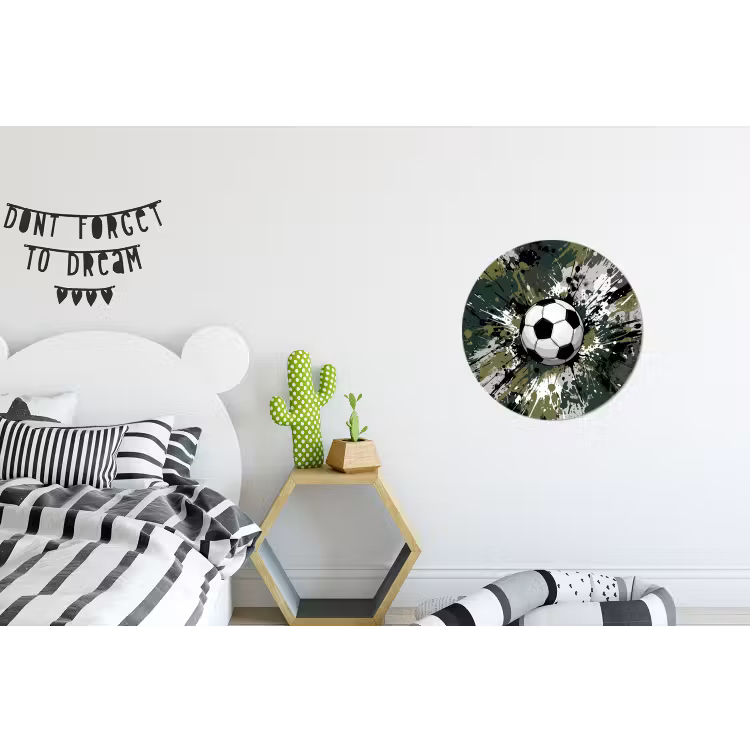 Wandcirkel - Aluminium - Voetbal - Verf - Spetters - Groen — 5