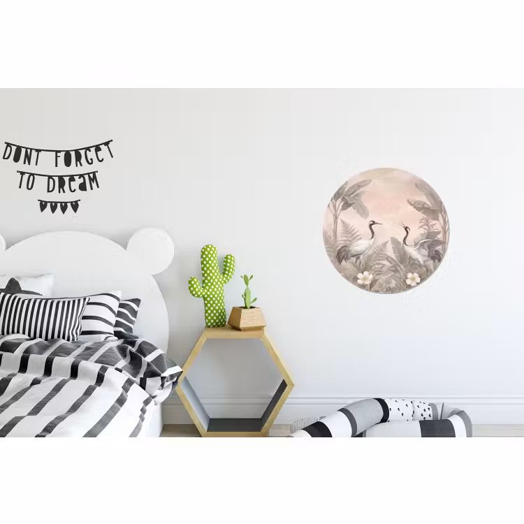Wandcirkel - Aluminium - Kraanvogels - Natuur - Roze — 5