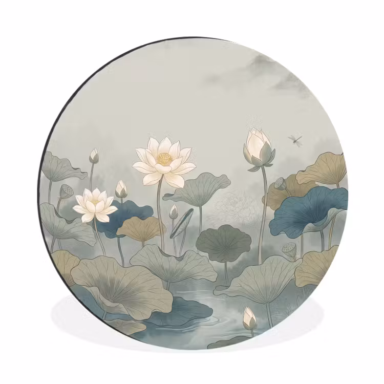 Wandcirkel - Aluminium - Lotus - Bloemen - Groen — 1