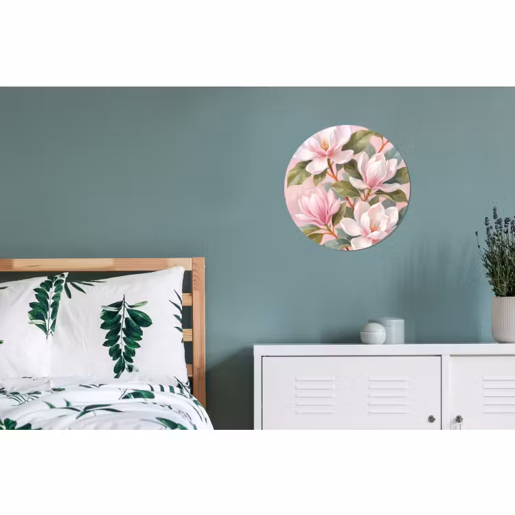 Wandcirkel - Aluminium - Magnolia's - Patroon - Roze — 4