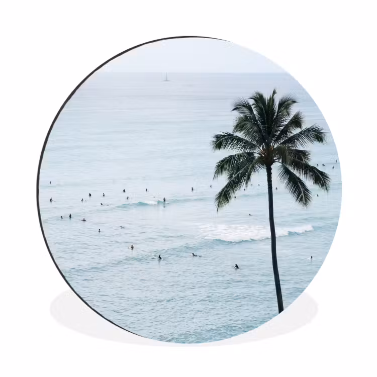 Wandcirkel - Aluminium - Oceaan - Palmbomen - Surfers — 1