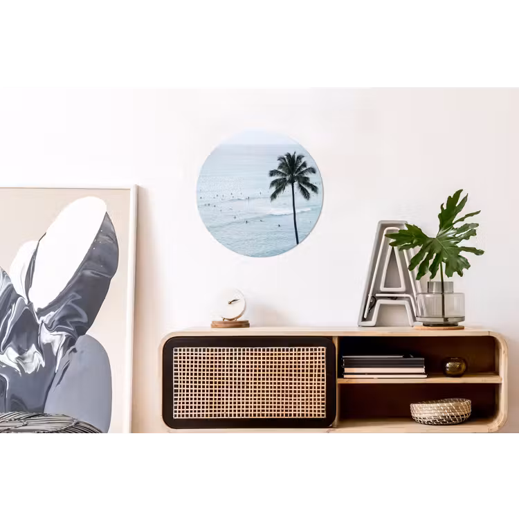 Wandcirkel - Aluminium - Oceaan - Palmbomen - Surfers — 3
