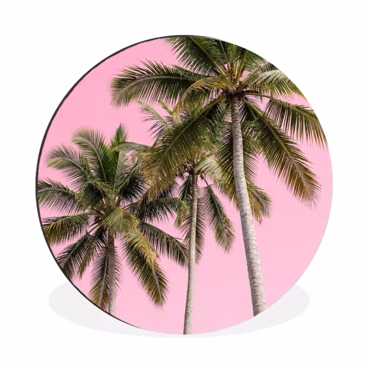 Wandcirkel - Aluminium - Palmboom - Tropisch - Pink — 1