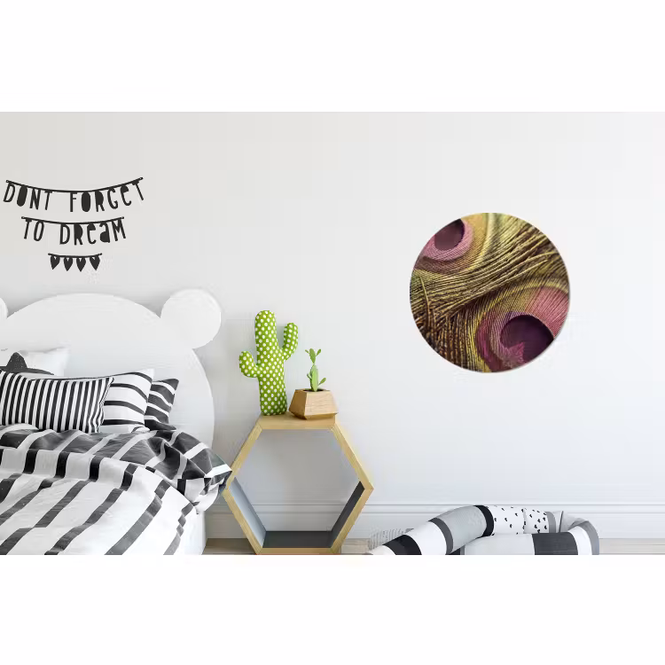 Wandcirkel - Aluminium - Pauw - Veren - Paars - Groen — 5