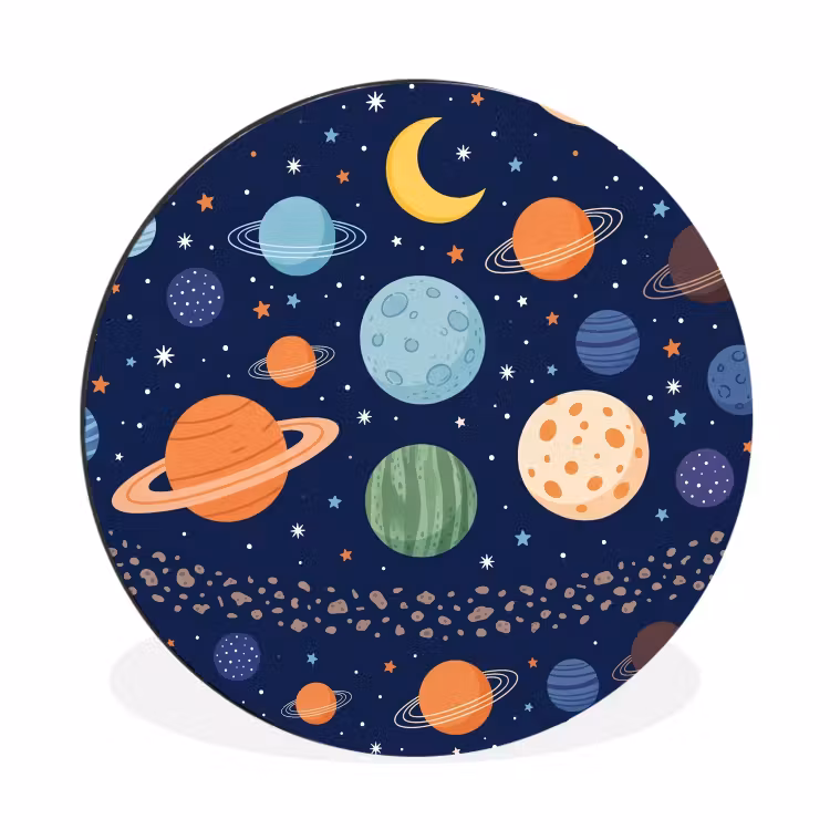 Wandcirkel - Aluminium - Ruimte - Planeten - Kleurrijk — 1