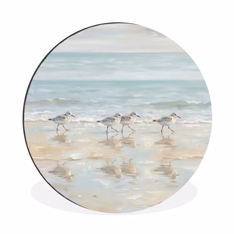 Wandcirkel - Aluminium - Vogels - Strand - Zee — 1