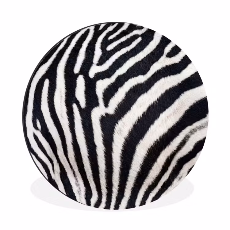 Wandcirkel - Aluminium - Zebra - Vacht - Klassiek - Zwart - Wit — 1