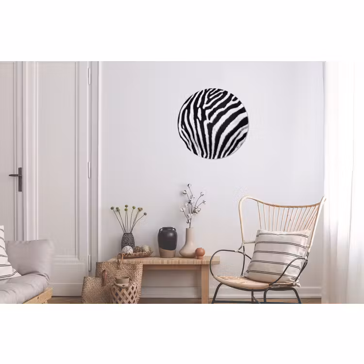 Wandcirkel - Aluminium - Zebra - Vacht - Klassiek - Zwart - Wit — 2