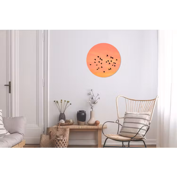 Wandcirkel - Aluminium - Zwerm - Vogels - Oranje — 2