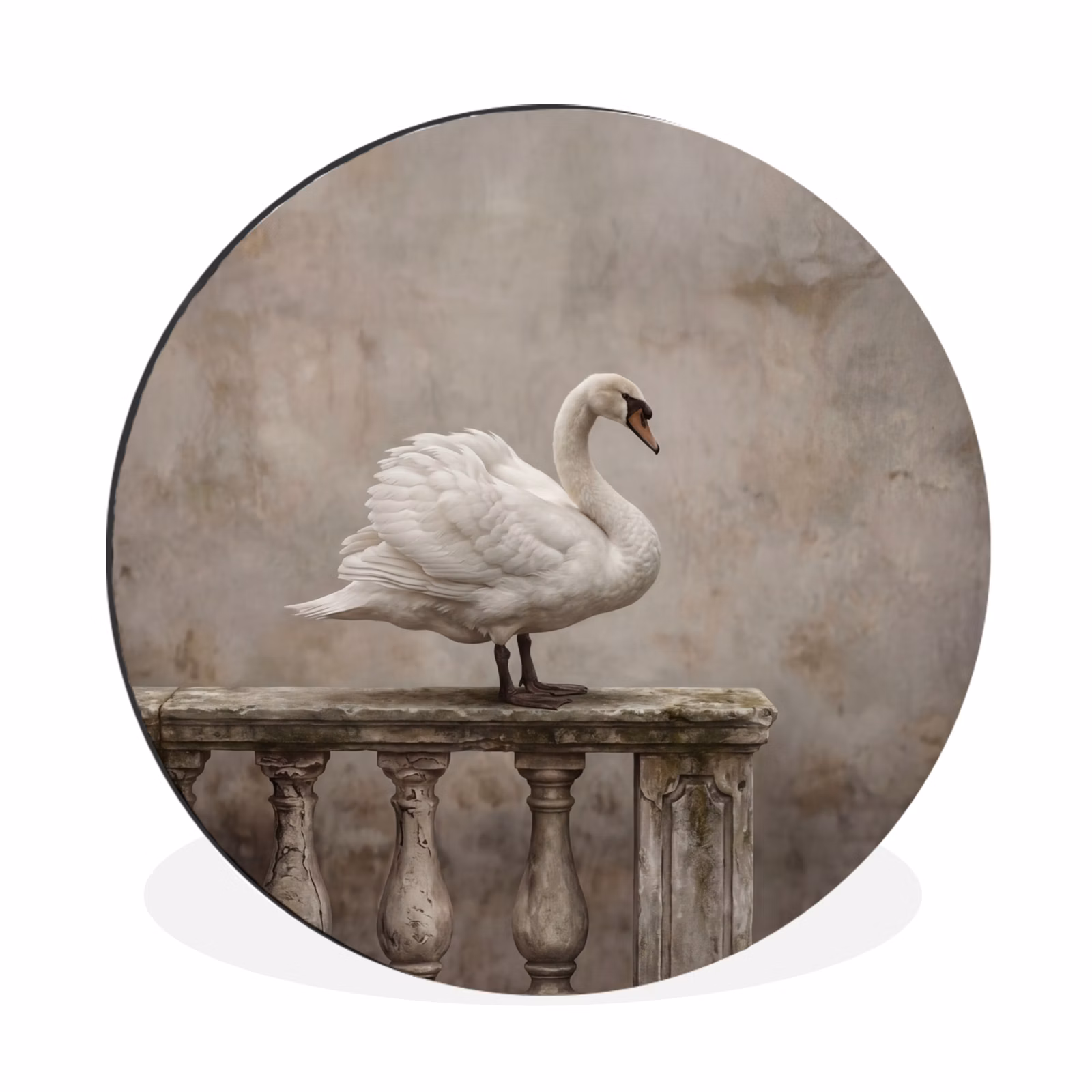 Wandcirkel - Aluminium - Zwaan - Elegant - Dieren - Wit — 1