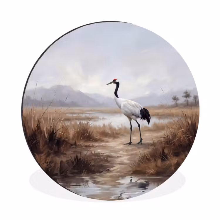 Wandcirkel - Aluminium - Kraanvogel - Natuur - Realistisch — 1