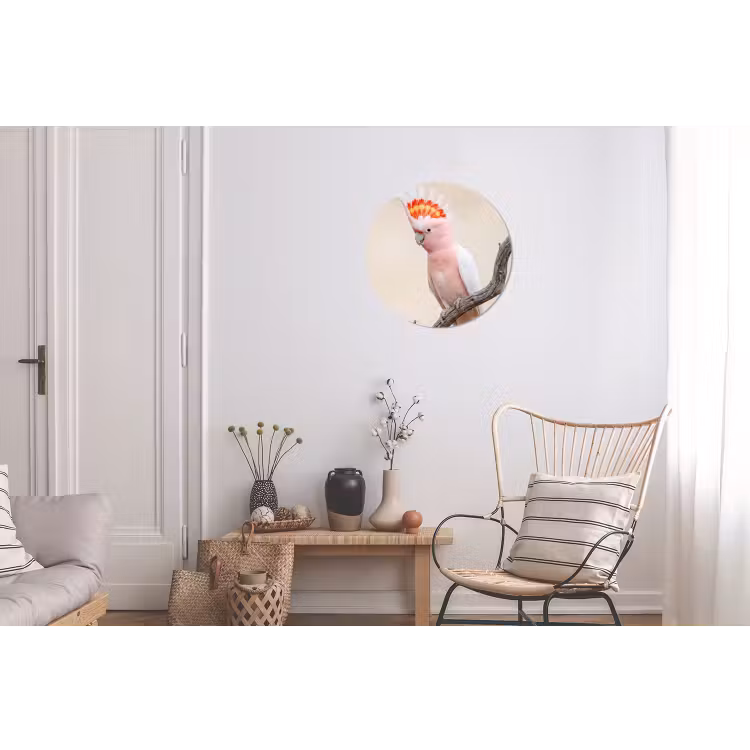 Wandcirkel - Aluminium - Papagaai - Tak - Roze — 2