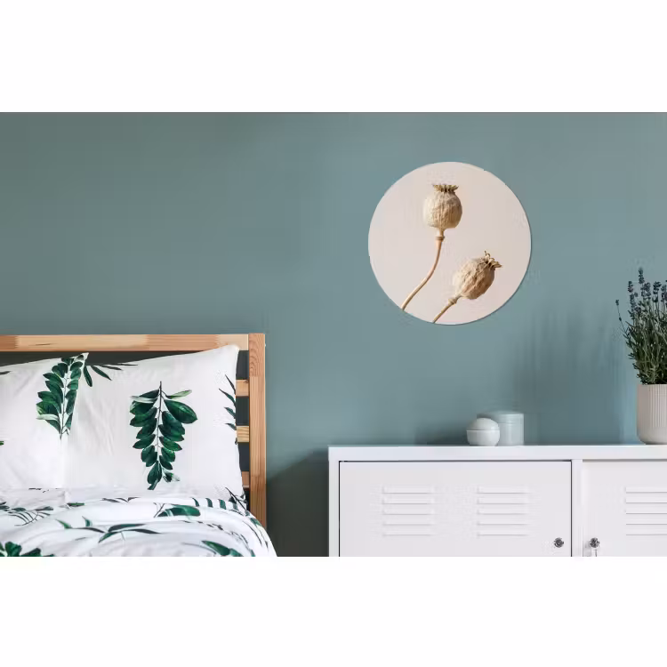 Wandcirkel - Aluminium - Papaverbollen - Droogbloemen - Minimalistisch - Beige - Rustig — 4