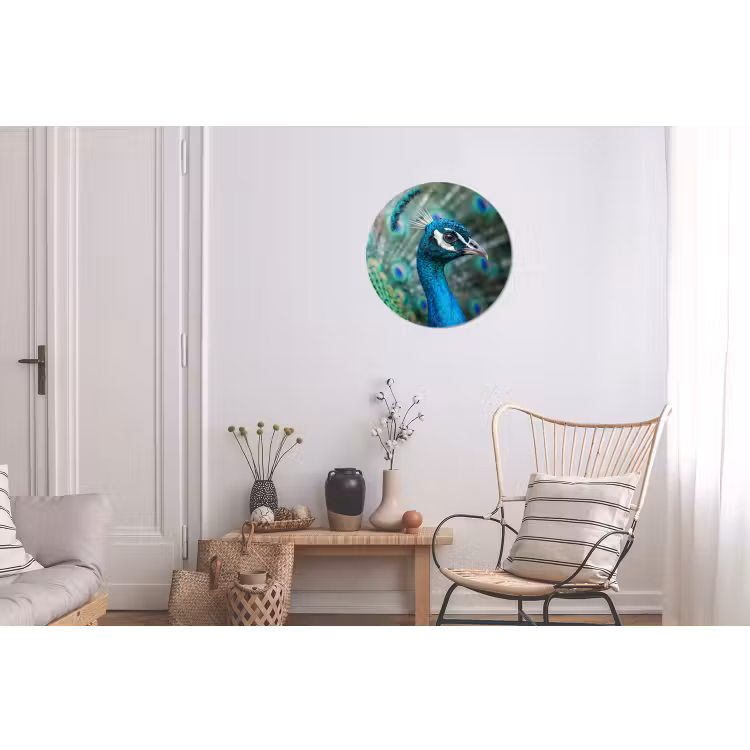Wandcirkel - Aluminium - Pauw - Veren - Blauw — 2