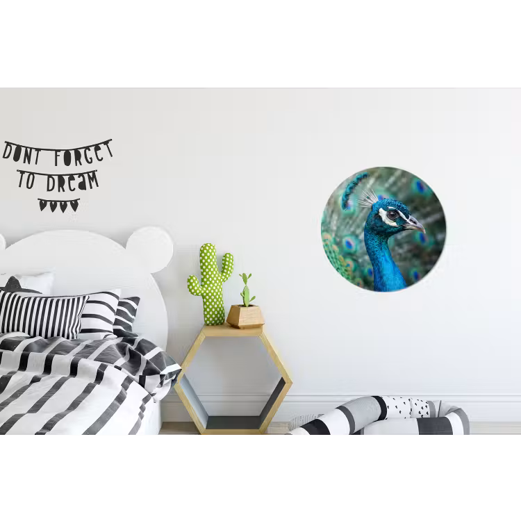 Wandcirkel - Aluminium - Pauw - Veren - Blauw — 5