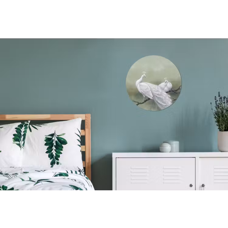 Wandcirkel - Aluminium - Pauwen - Wit - Natuur - Groen — 4