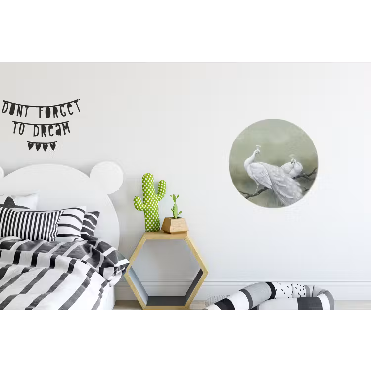 Wandcirkel - Aluminium - Pauwen - Wit - Natuur - Groen — 5