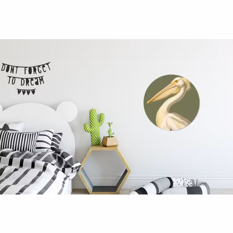 Wandcirkel - Aluminium - Pelikaan - Wit - Vogel - Klassiek - Natuur — 5