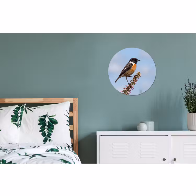 Wandcirkel - Aluminium - Roodborsttapuit - Heide - Paars - Natuur - Sfeervol — 4