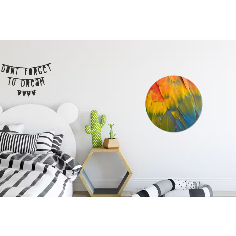 Wandcirkel - Aluminium - Veren - Ara - Kleurrijk — 5
