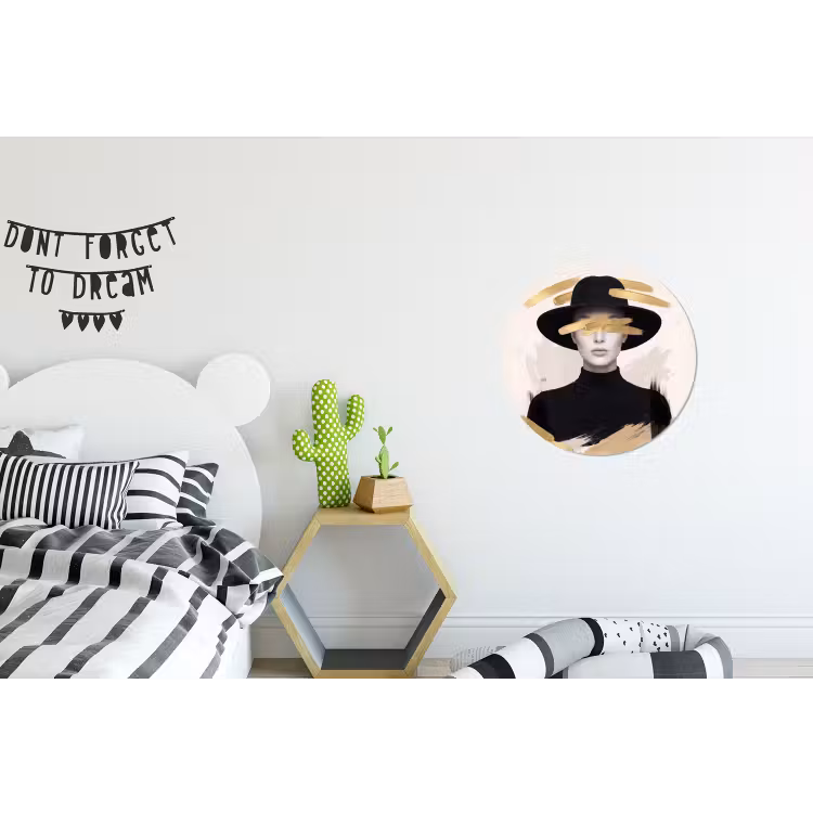 Wandcirkel - Aluminium - Vrouw - Portret - Modern - Goud - Kunst — 5