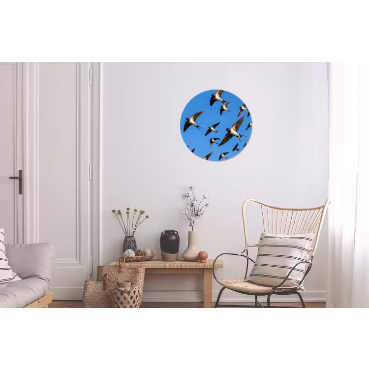 Wandcirkel - Aluminium - Zwaluwen - Vliegen - Blauw — 2