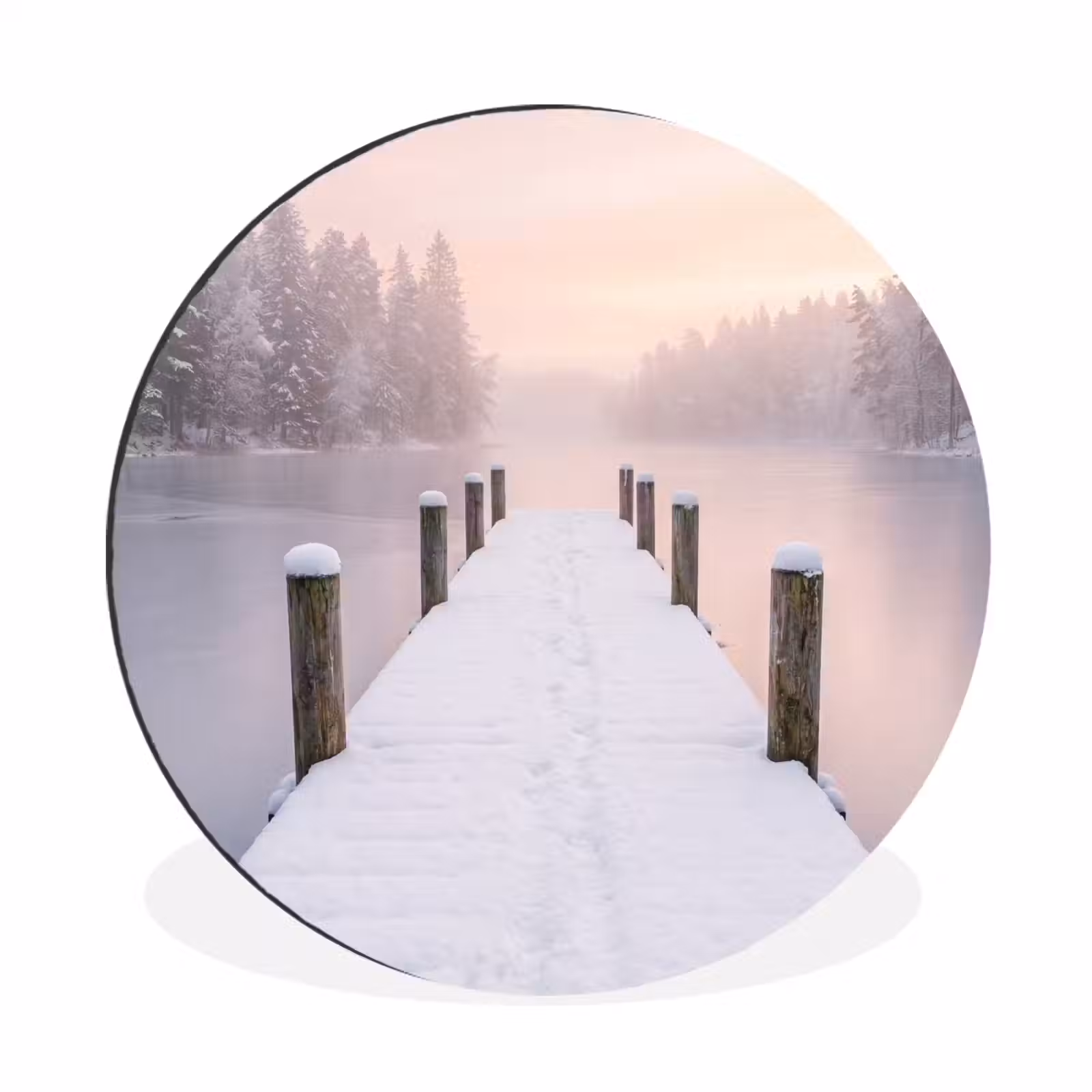 Wandcirkel - Aluminium - Steiger - Meer - Mist - Winter - Serene — 1