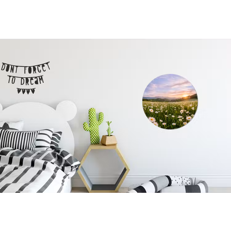 Wandcirkel - Aluminium - Madelief - Veld - Heuvels - Groen — 5