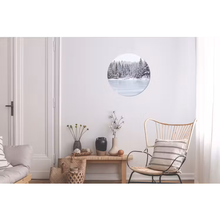 Wandcirkel - Aluminium - Meer - Dennen - IJs - Winter - Rustgevend — 2