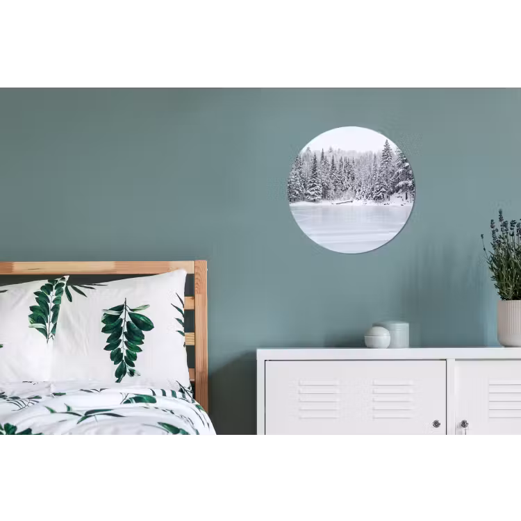 Wandcirkel - Aluminium - Meer - Dennen - IJs - Winter - Rustgevend — 4