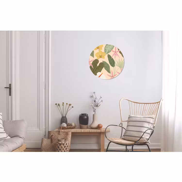 Wandcirkel - Aluminium - Patroon - Bloemen - Kleurrijk — 2