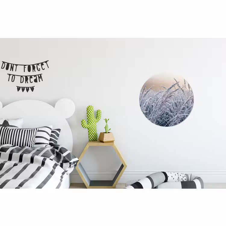 Wandcirkel - Aluminium - Rijp - Gras - Kristallen - Winter - Minimalistisch — 5