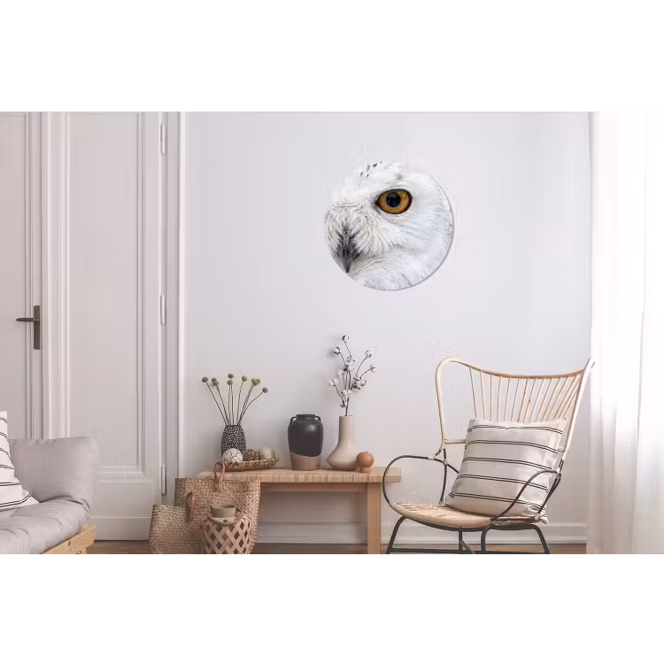 Wandcirkel - Aluminium - Sneeuwuil - Oog - Wildlife - Wit — 2