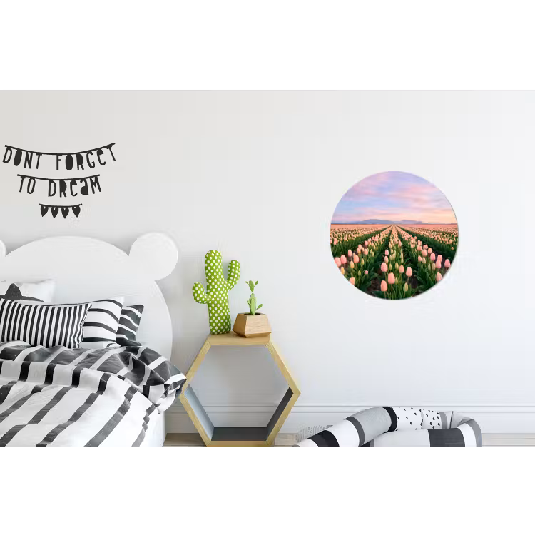 Wandcirkel - Aluminium - Tulpen - Landschap - Roze — 5