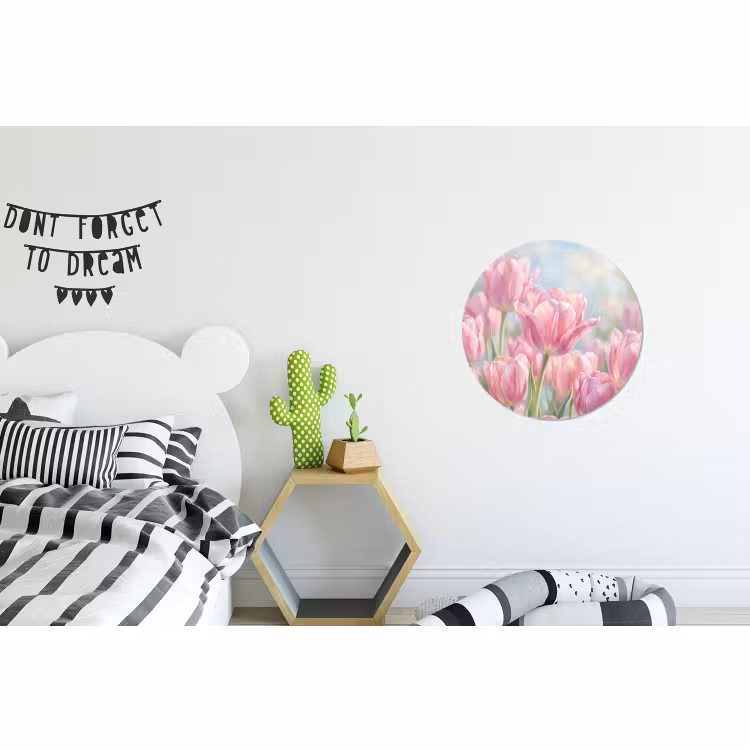 Wandcirkel - Aluminium - Tulpen - Veld - Lente - Roze — 5