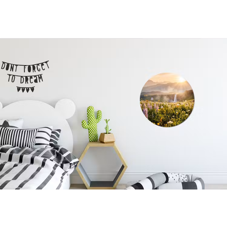 Wandcirkel - Aluminium - Vlinders - Waterval - Bloemenveld — 5