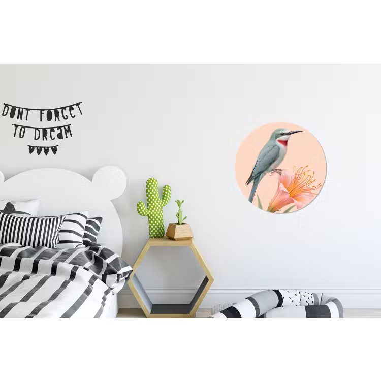 Wandcirkel - Aluminium - Vogel - Bloem - Natuur - Roze — 5