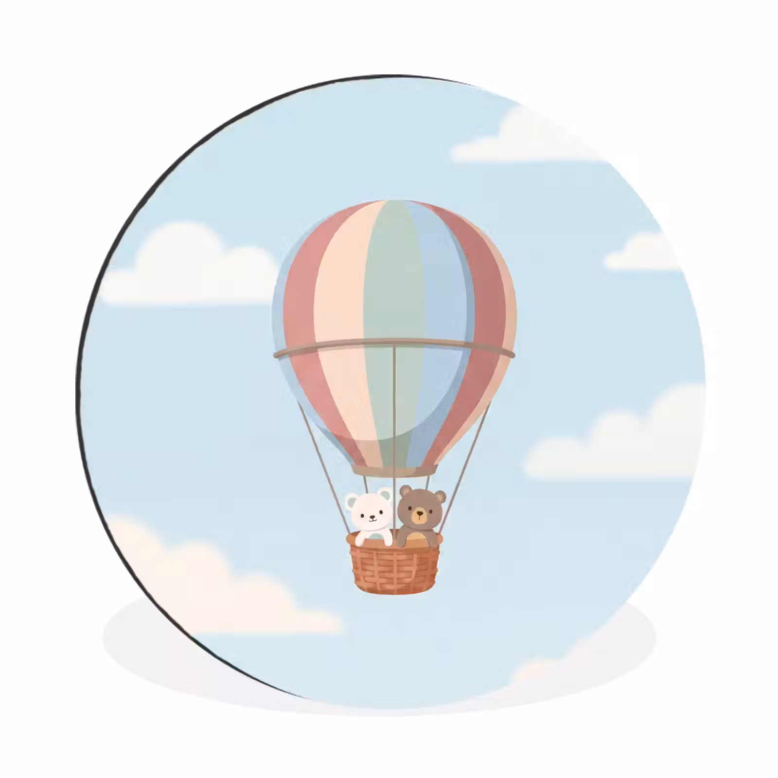 Wandcirkel - Aluminium - Luchtballon - Beren - Pastel — 1